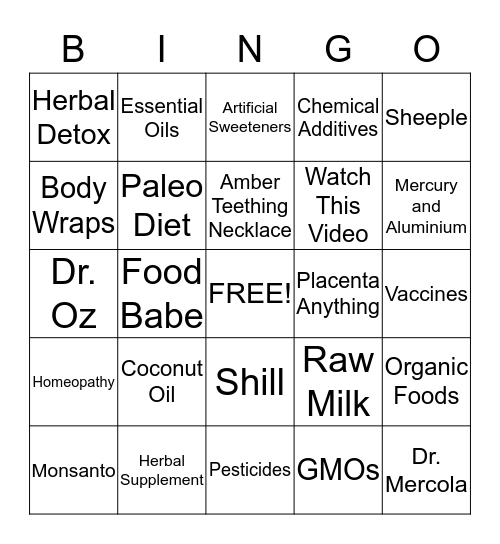 Woo Medicine Bingo Card