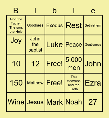 Bible Bingo Card