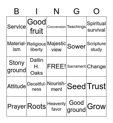 Dallin H. Oaks Talk 2015 Bingo Card