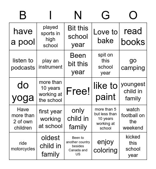 PD Bingo Card