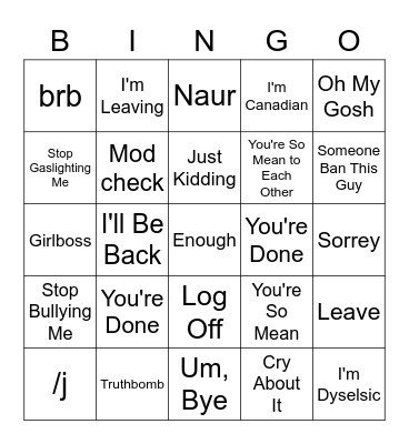 Farah Bingo Card