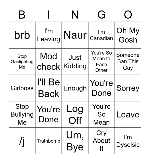 Farah Bingo Card