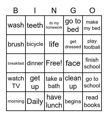 Daily Life Bingo Card