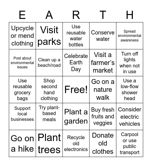 Environmental Bingo Card