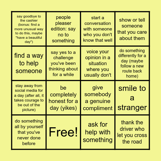 The (Un)comfortable Bingo Card