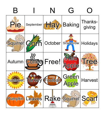Fall Bingo Card