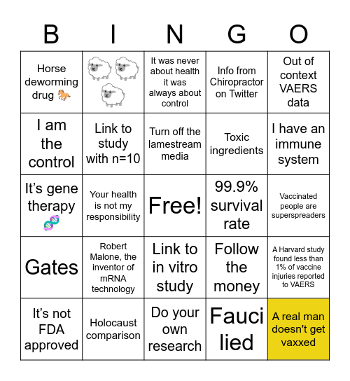 Covidiot Bingo Card
