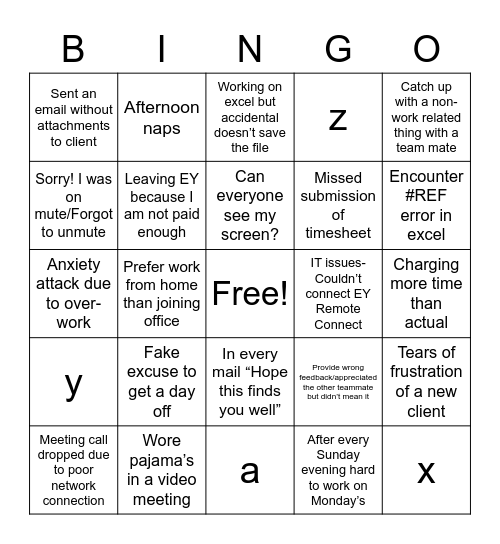 Untitled Bingo Card