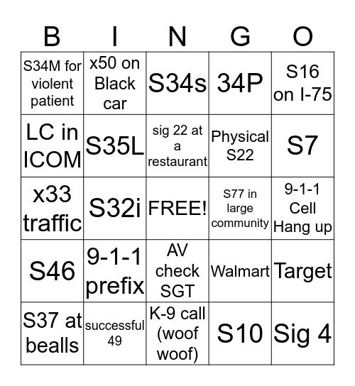 dispatcher Bingo Card