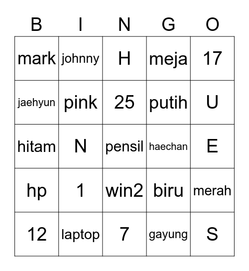 SEHUNxDKI Bingo Card