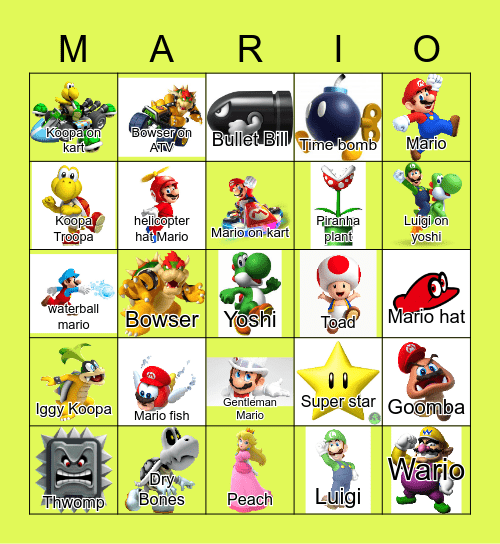 MARIO Bingo Card
