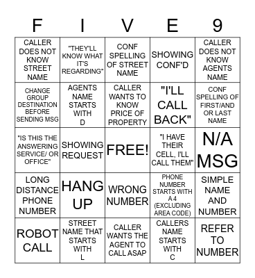*CALL CENTRE BINGO!!* Bingo Card