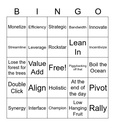 Tech Bro Bingo Card