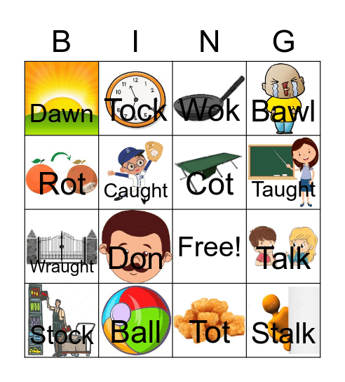 Minimal Pairs /ɔ/ & /ɑ/ Bingo Card