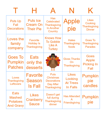 Fall Themed Bingo Card