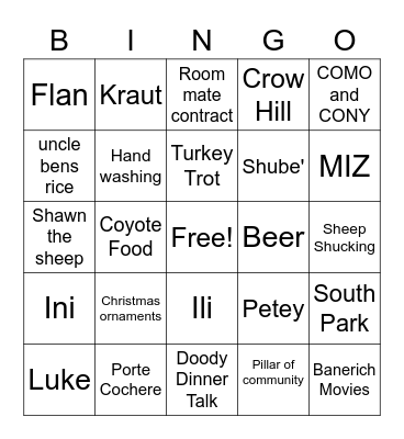 Banerich Bingo Card