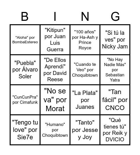 LOCOTUBRE 2021 Bingo Card