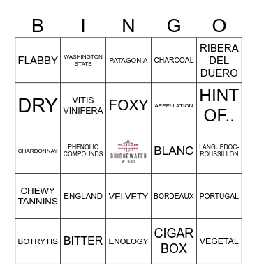 Wine Bingo Card