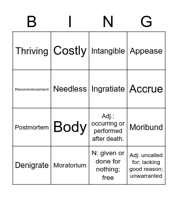 Untitled Bingo Card