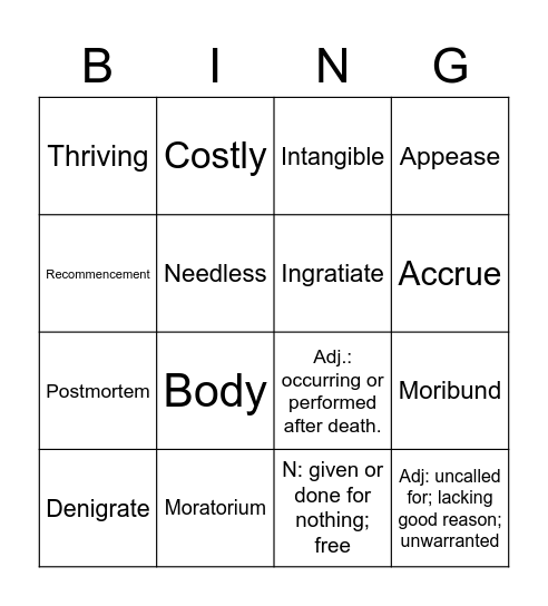 Untitled Bingo Card