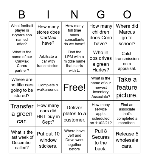 Purchasing Bingo Card