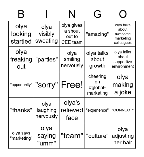 olya Bingo Card