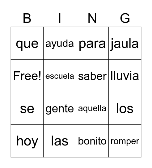 Semana 11 Bingo Card