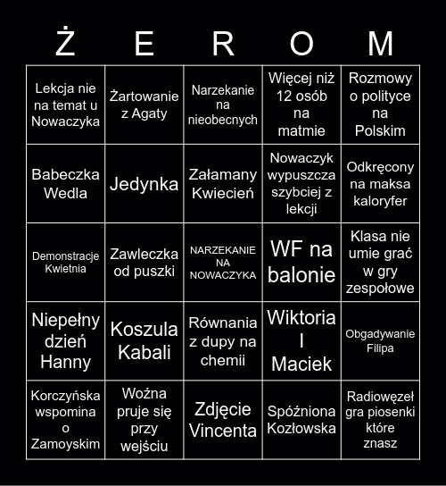 BINGO Card