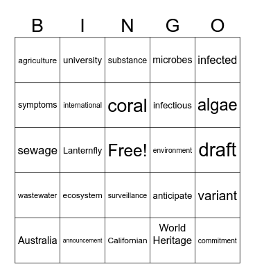 Reef at Risk Bingo Card