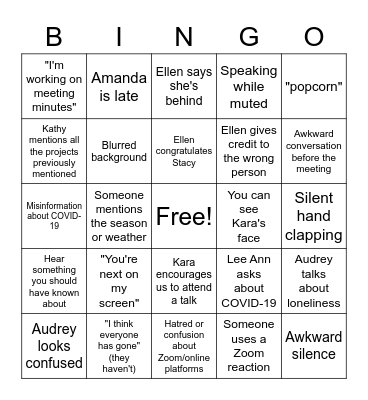 Stand-Up Bingo Card