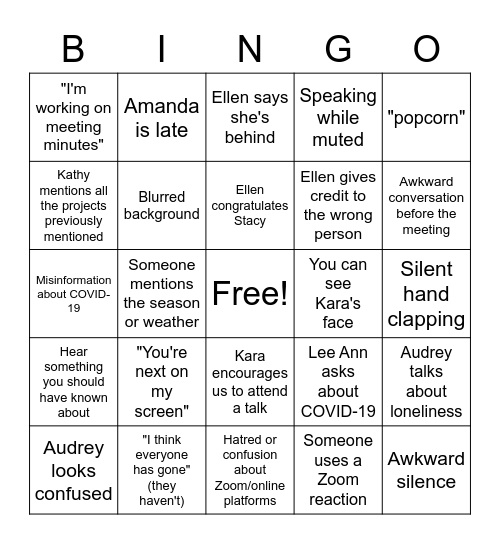 Stand-Up Bingo Card