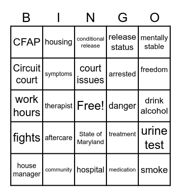 NCR Lesson 4 Bingo Activity Bingo Card