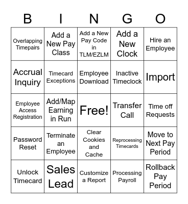 Shadow Bingo! Bingo Card
