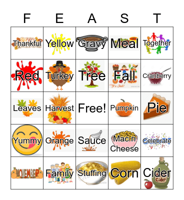 Thanksgiving Feast Bingo Card
