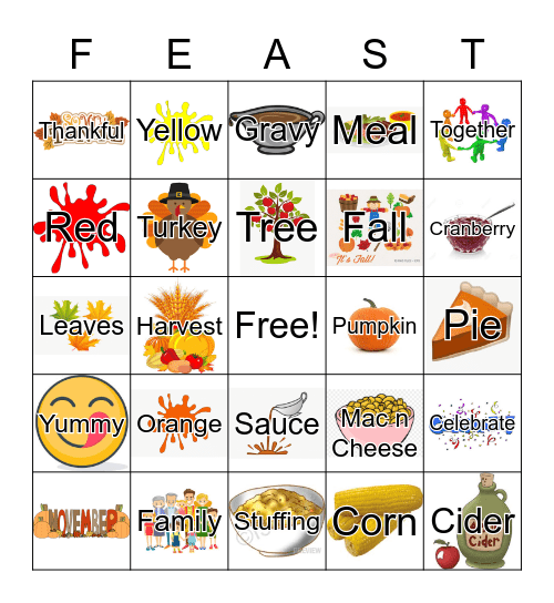 Thanksgiving Feast Bingo Card