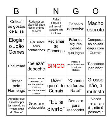 Bingo de Caio Matheus Bingo Card