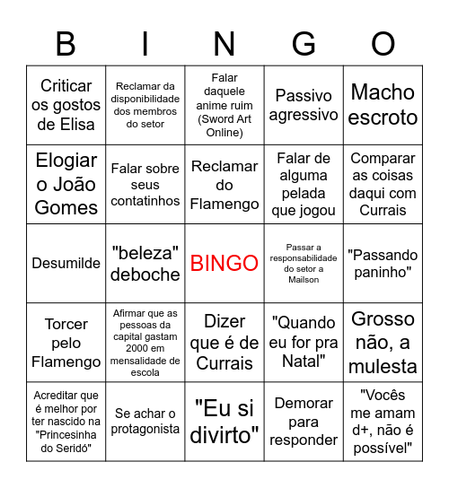 Bingo de Caio Matheus Bingo Card