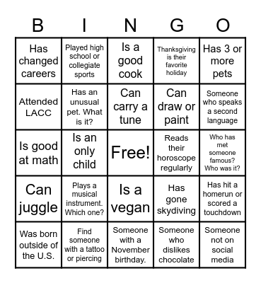 Career Center Retreat Bingo Card