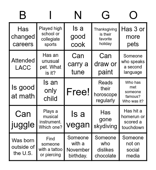 Career Center Retreat Bingo Card