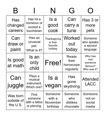 Untitled Bingo Card