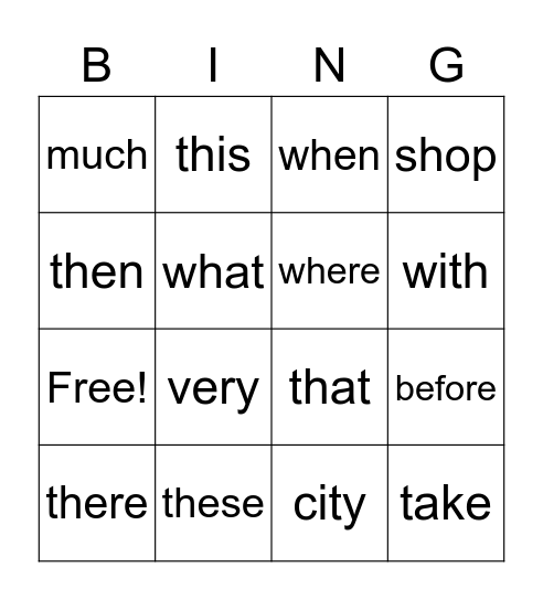 READING Bingo Card