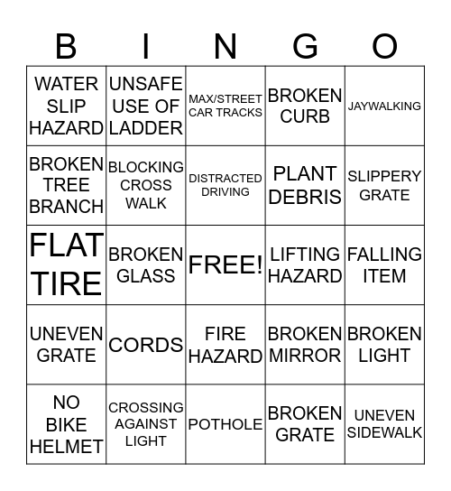 SAFETY BINGO Card