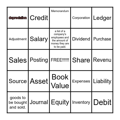 Accounting Bingo Card