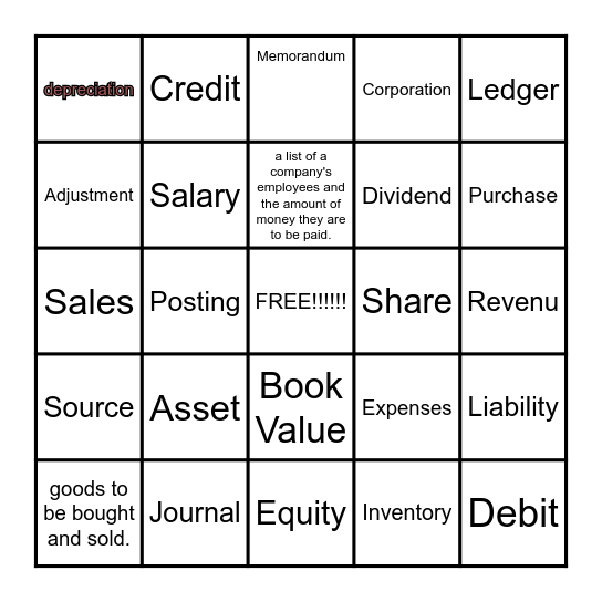 Accounting Bingo Card