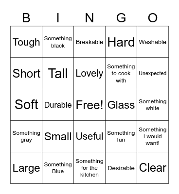 Bridal Shower Bingo Card