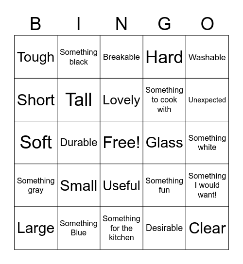Bridal Shower Bingo Card