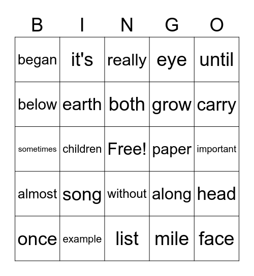 Seeing Stars Sight Words 3.2 Bingo Card