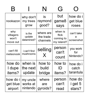 Q&GH Bingo Card