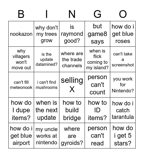 Q&GH Bingo Card