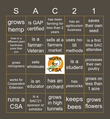 SAC'21 Networking BINGO Card